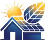 Logo da Lumina Solar: casa com telhado de painéis solares, uma folha e o sol
